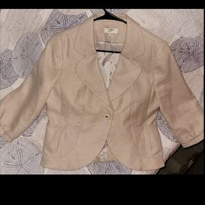 Ann Taylor LOFT Jacket Blazer Size 10 in Shimmer Cream